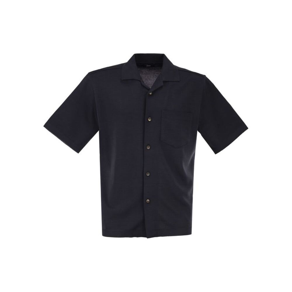 Herno Men Cotton Jersey Shirt With Chest Pocket